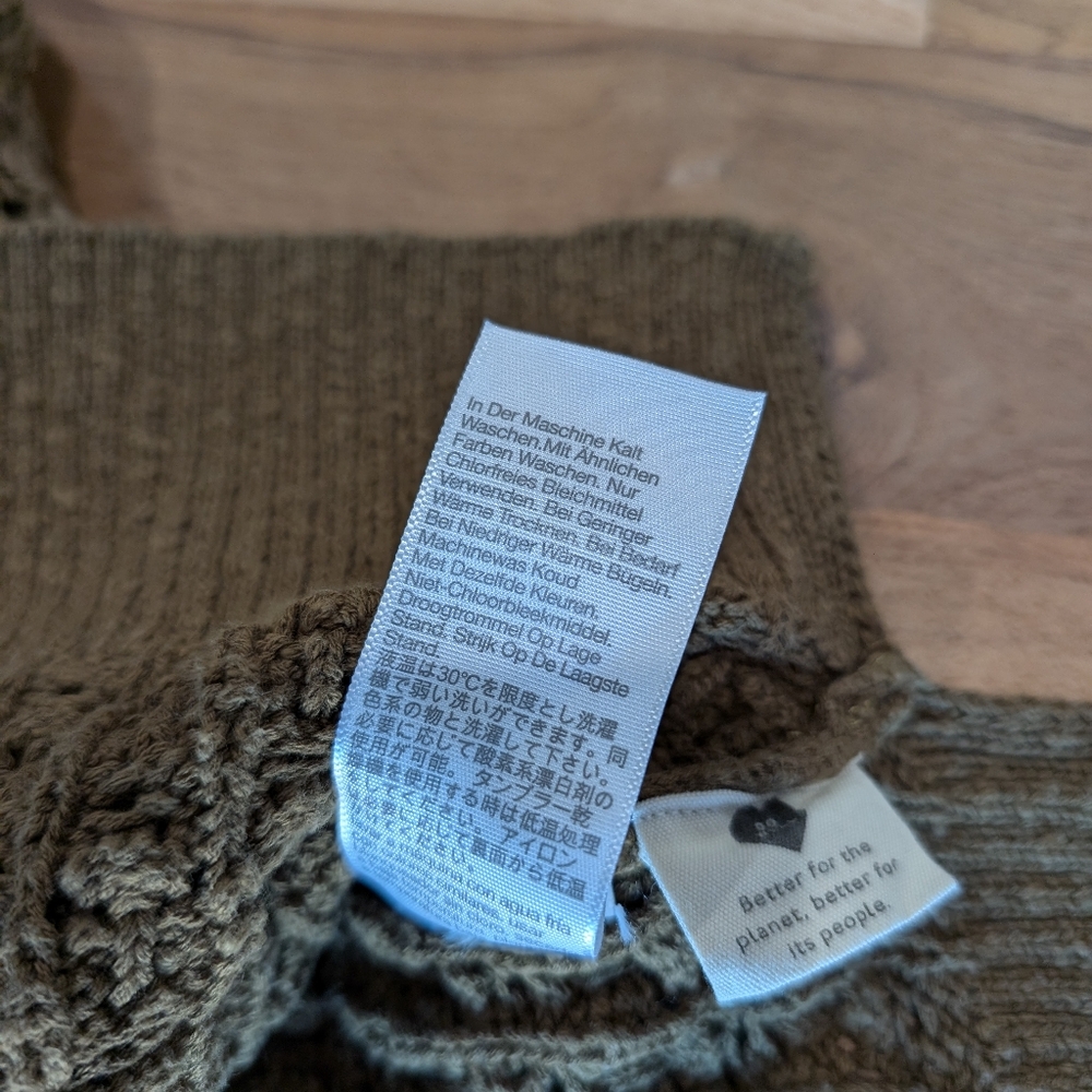 Madewell Sunbury Open-Stitch Polo Sweater Golden Spinach Textured Knit XS - Picture 12 of 12